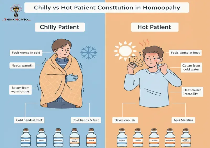 होम्योपैथी में रोगी की प्रकृति: शीत प्रधान (Chilly) अथवा उष्ण प्रधान (Hot)
